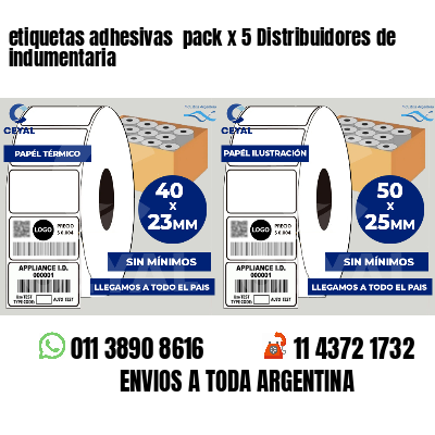 etiquetas adhesivas  pack x 5 Distribuidores de indumentaria