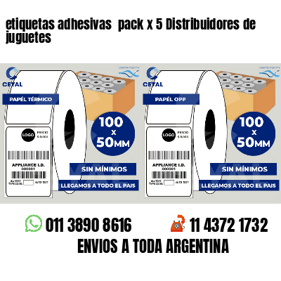 etiquetas adhesivas pack x 5 Distribuidores de juguetes