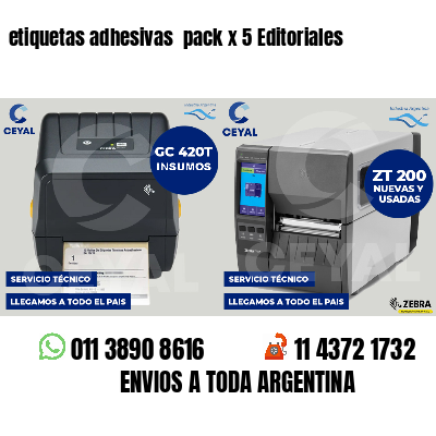 etiquetas adhesivas pack x 5 Editoriales