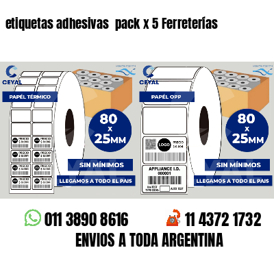 etiquetas adhesivas  pack x 5 Ferreterías