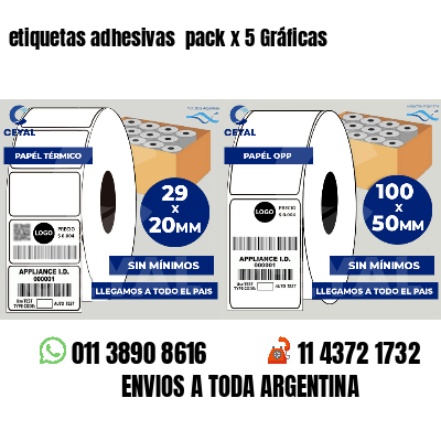 etiquetas adhesivas  pack x 5 Gráficas