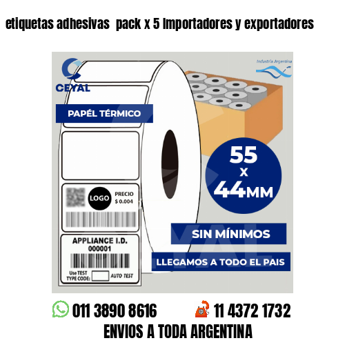 etiquetas adhesivas  pack x 5 Importadores y exportadores