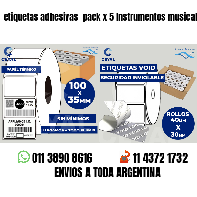 etiquetas adhesivas pack x 5 Instrumentos musicales