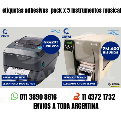 etiquetas adhesivas  pack x 5 Instrumentos musicales