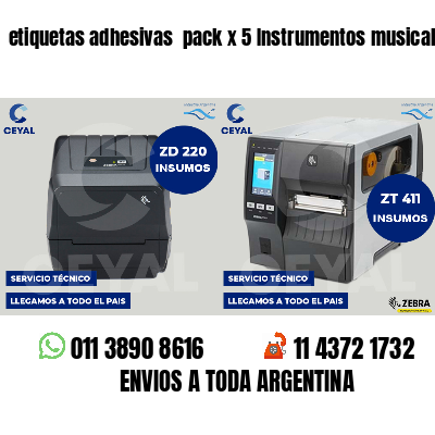 etiquetas adhesivas pack x 5 Instrumentos musicales