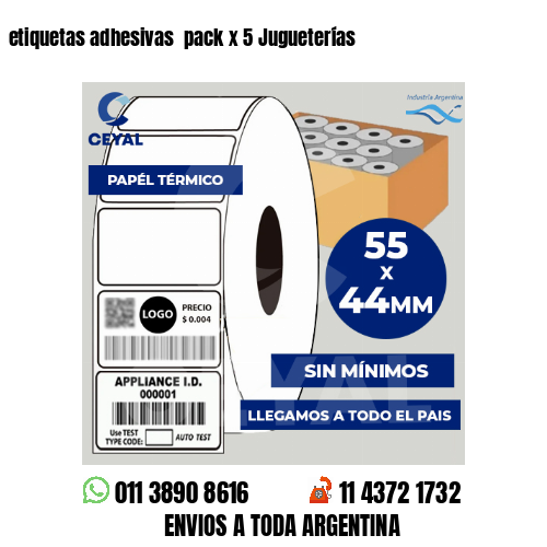 etiquetas adhesivas  pack x 5 Jugueterías