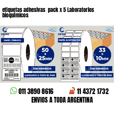 etiquetas adhesivas pack x 5 Laboratorios bioquímicos