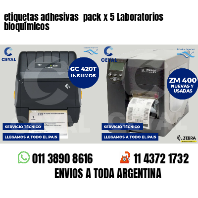 etiquetas adhesivas  pack x 5 Laboratorios bioquímicos