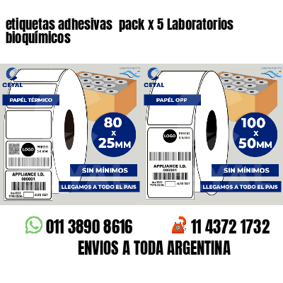 etiquetas adhesivas  pack x 5 Laboratorios bioquímicos