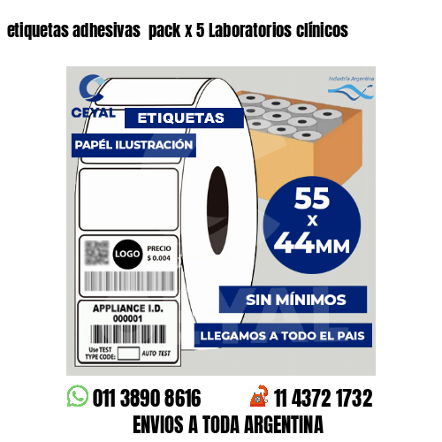 etiquetas adhesivas  pack x 5 Laboratorios clínicos