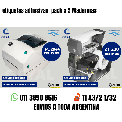 etiquetas adhesivas  pack x 5 Madereras