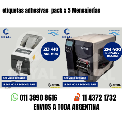 etiquetas adhesivas  pack x 5 Mensajerías
