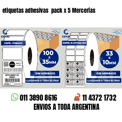 etiquetas adhesivas  pack x 5 Mercerías