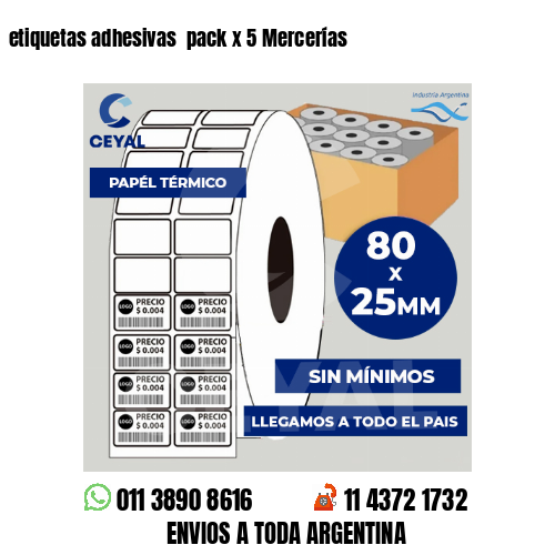 etiquetas adhesivas  pack x 5 Mercerías