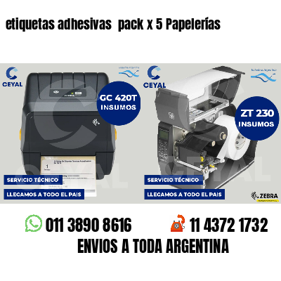 etiquetas adhesivas pack x 5 Papelerías