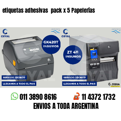 etiquetas adhesivas  pack x 5 Papelerías