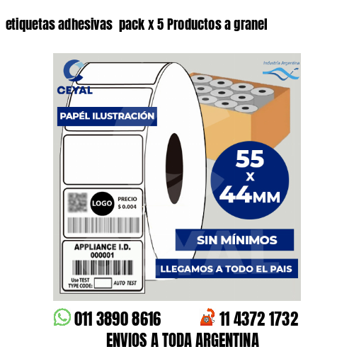 etiquetas adhesivas  pack x 5 Productos a granel