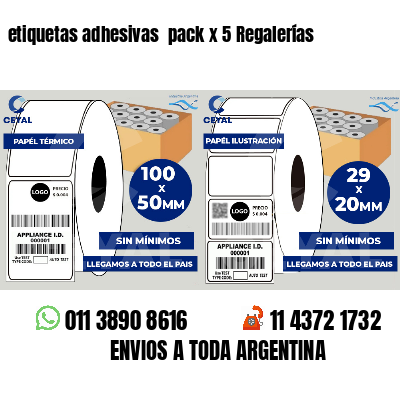 etiquetas adhesivas  pack x 5 Regalerías