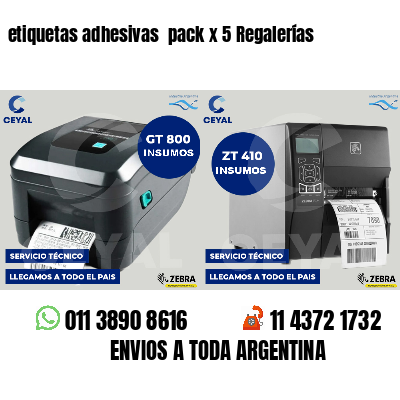 etiquetas adhesivas pack x 5 Regalerías