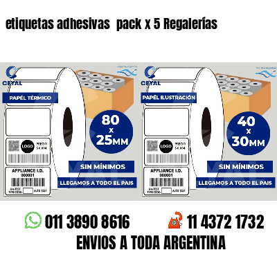 etiquetas adhesivas pack x 5 Regalerías