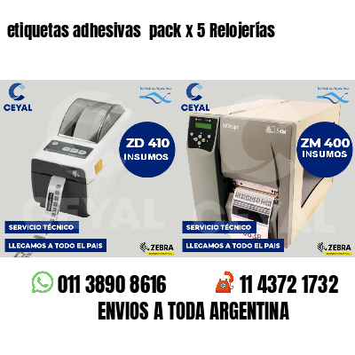 etiquetas adhesivas  pack x 5 Relojerías