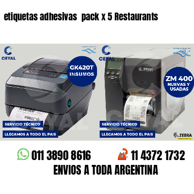 etiquetas adhesivas pack x 5 Restaurants