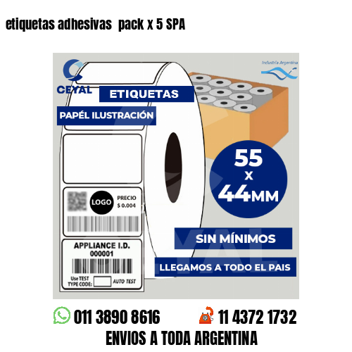 etiquetas adhesivas  pack x 5 SPA