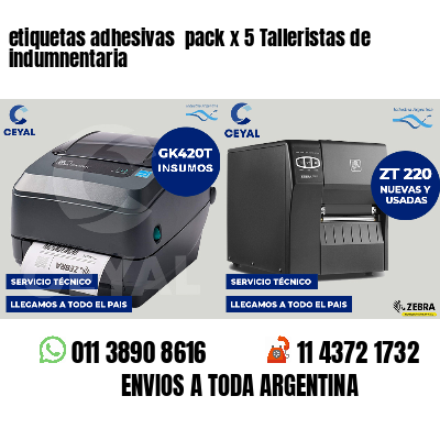 etiquetas adhesivas pack x 5 Talleristas de indumnentaria