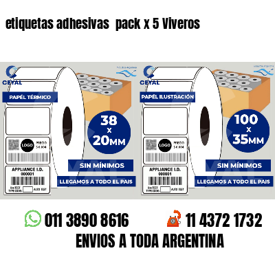 etiquetas adhesivas  pack x 5 Viveros