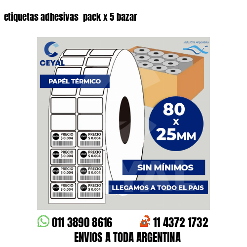 etiquetas adhesivas  pack x 5 bazar