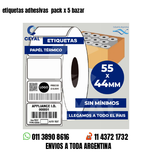 etiquetas adhesivas  pack x 5 bazar
