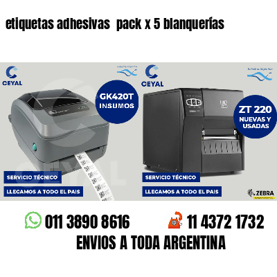 etiquetas adhesivas  pack x 5 blanquerías