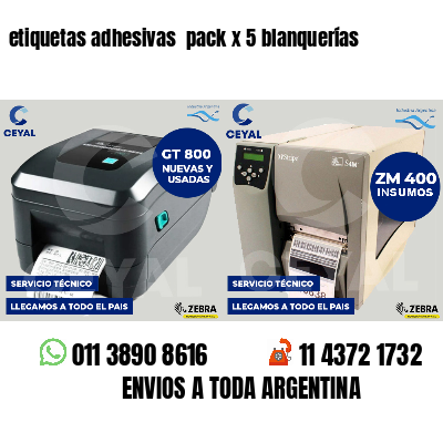 etiquetas adhesivas pack x 5 blanquerías