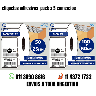 etiquetas adhesivas  pack x 5 comercios