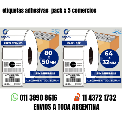 etiquetas adhesivas pack x 5 comercios