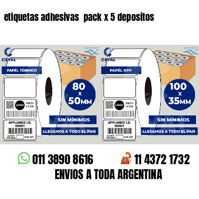 etiquetas adhesivas  pack x 5 depositos
