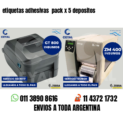 etiquetas adhesivas pack x 5 depositos