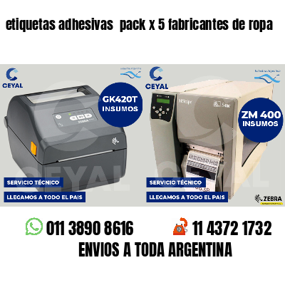 etiquetas adhesivas pack x 5 fabricantes de ropa