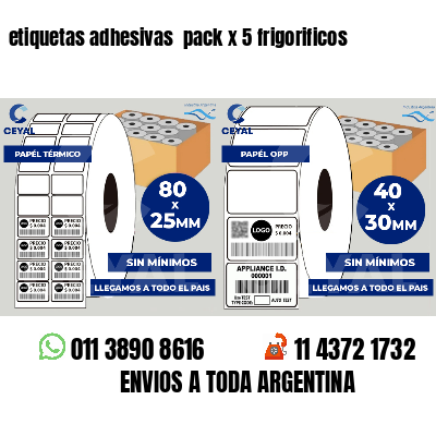 etiquetas adhesivas pack x 5 frigorificos