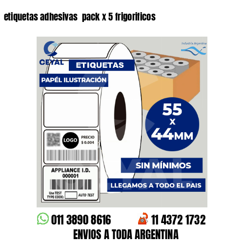 etiquetas adhesivas  pack x 5 frigorificos