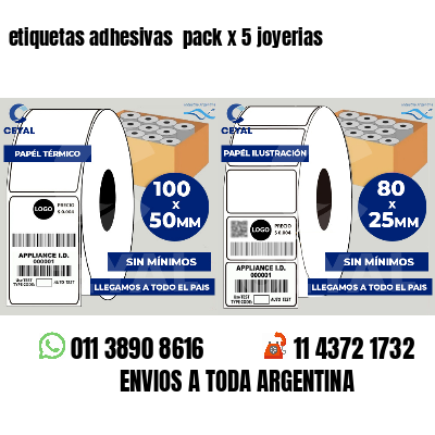 etiquetas adhesivas pack x 5 joyerias