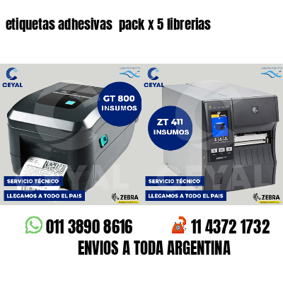 etiquetas adhesivas pack x 5 librerias
