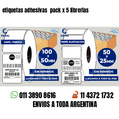 etiquetas adhesivas pack x 5 librerias