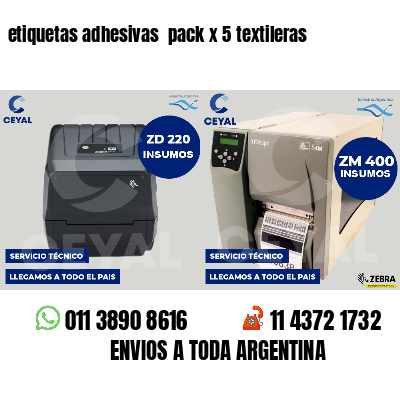 etiquetas adhesivas  pack x 5 textileras