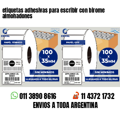 etiquetas adhesivas para escribir con birome almohadones