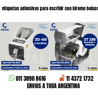 etiquetas adhesivas para escribir con birome bolsos