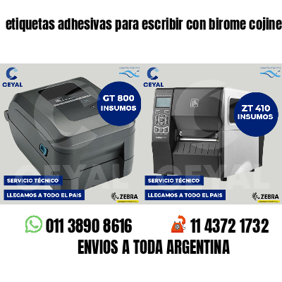 etiquetas adhesivas para escribir con birome cojines
