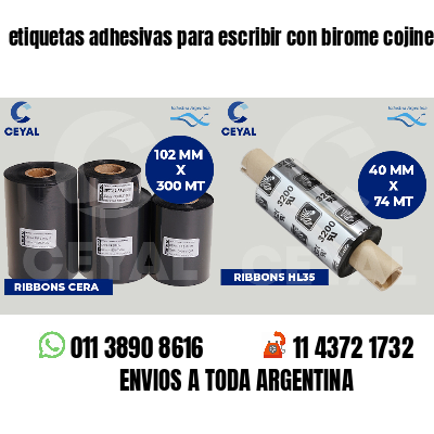 etiquetas adhesivas para escribir con birome cojines