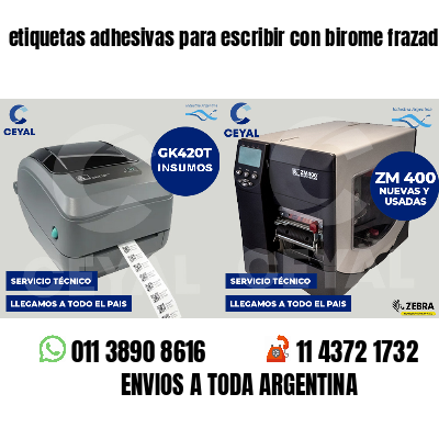 etiquetas adhesivas para escribir con birome frazadas