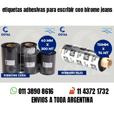 etiquetas adhesivas para escribir con birome jeans